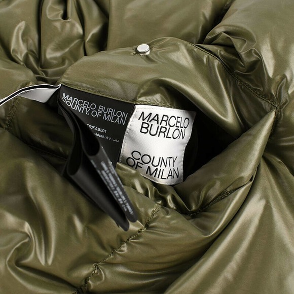 MARCELO BURLON COUNTY OF MILAN Army Green Reversible Puffer Down Jacket XL NWT - Picture 3 of 3